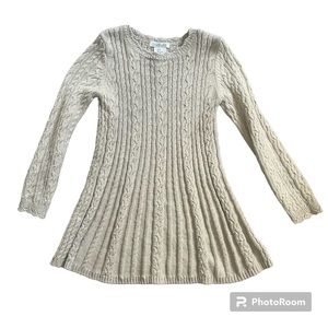 Rachel Zoe Girl’s Beige Knit Long Sleeve Gold Shimmer Skater Dress Size 5T